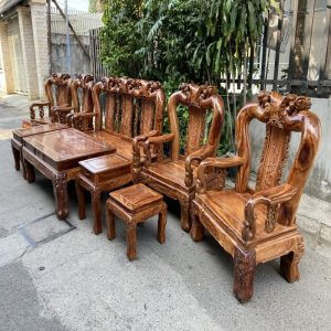Bộ bàn ghế Âu Á gỗ gõ đỏ