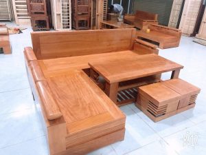 bàn ghế chữ l gỗ hương