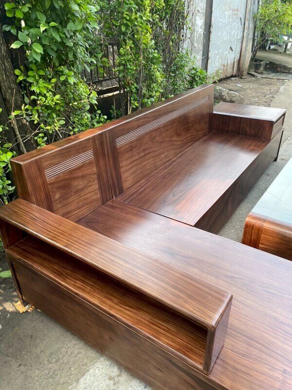 bàn ghế sofa gỗ hương chữ l