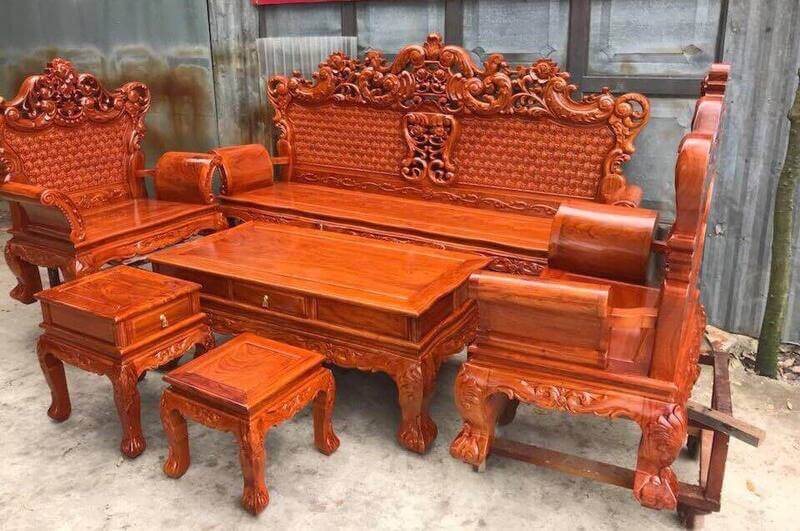 bàn ghế sofa gỗ hương hoàng gia