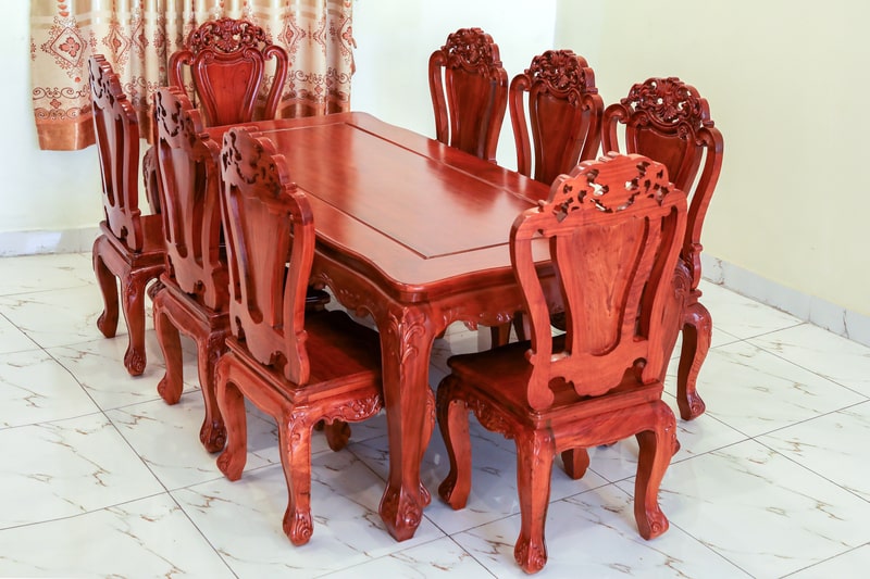 giá bộ bàn ăn 8 ghế gỗ gõ đỏ