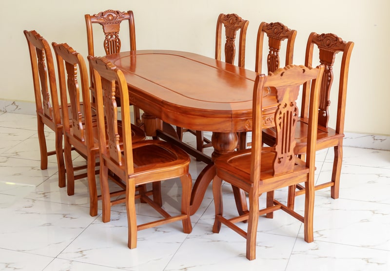 bộ bàn ghế ăn gỗ gõ đỏ