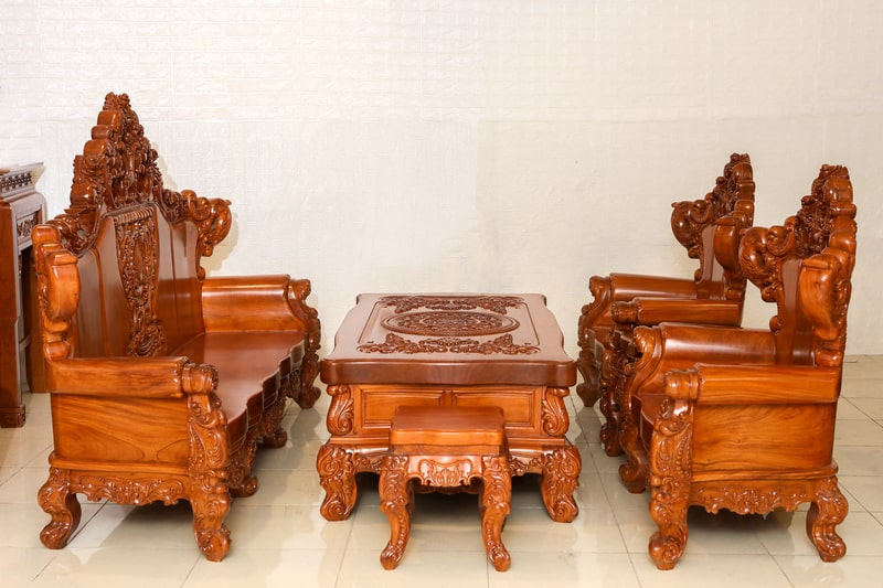 bộ bàn ghế sofa gỗ gõ đỏ