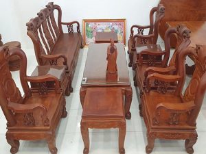 bộ bàn ghế gỗ gõ đỏ tay 12 10 món