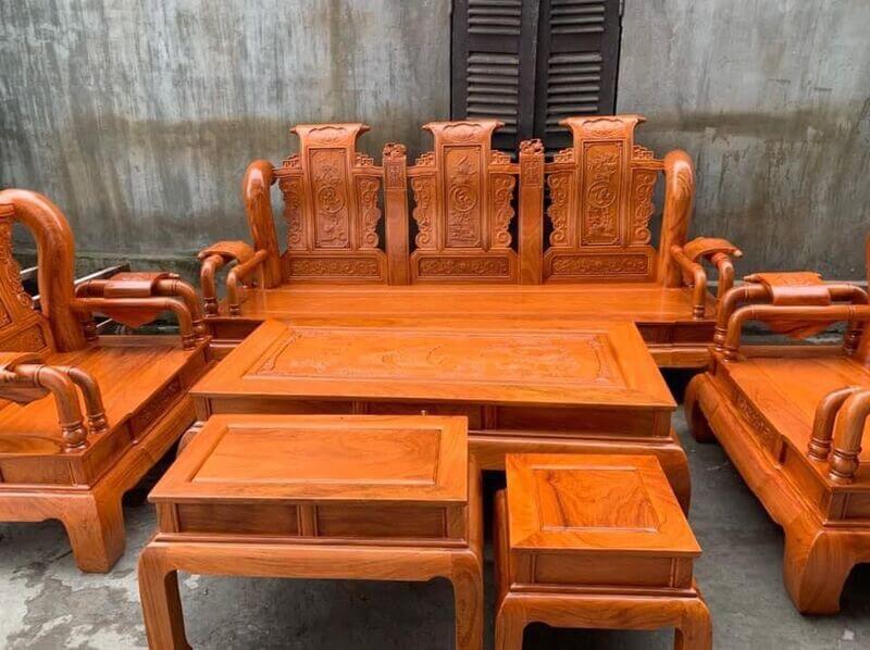 Bộ bàn ghế gỗ gõ đỏ nguyên khối