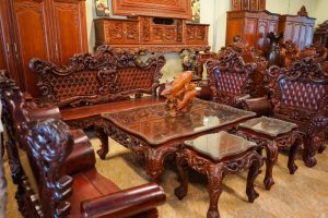 bộ bàn ghế gỗ hương đỏ tay 10