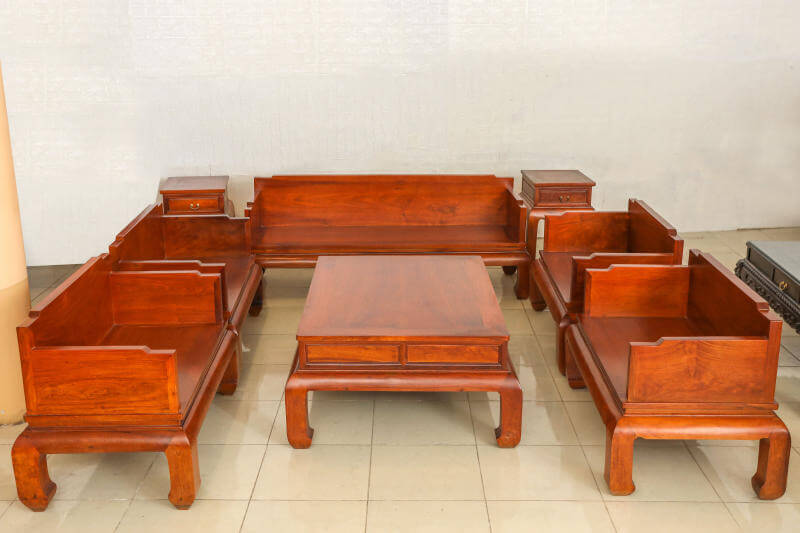 bộ bàn ghế gỗ hương tay 18