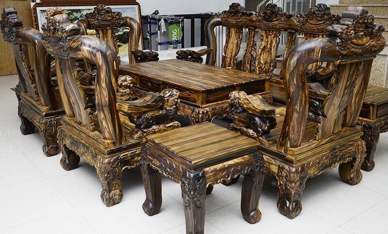 bộ bàn ghế gỗ mun sọc hiện đại