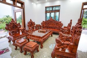 bộ bàn ghế rồng đỉnh gỗ hương