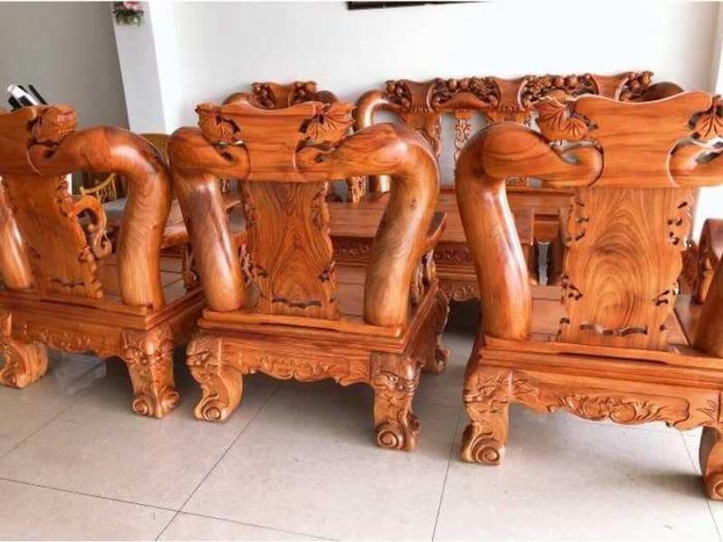 bộ bàn ghế sơn thủy gỗ gõ đỏ tay 18