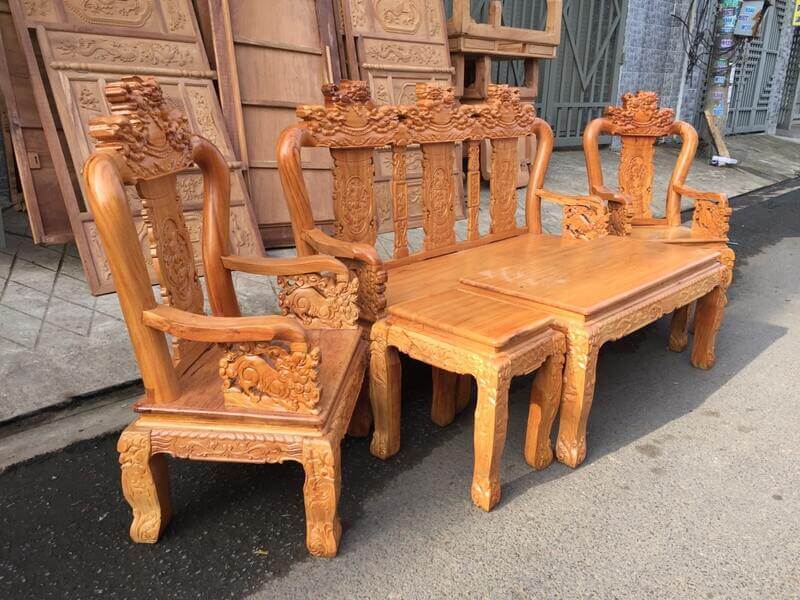 bộ bàn ghế gỗ gõ đỏ Lào