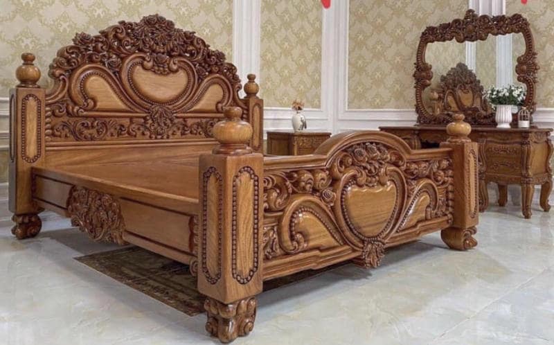 giường gỗ gõ đỏ Hoàng Gia