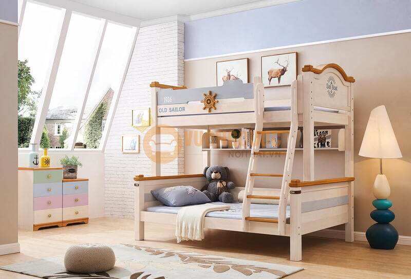 giường tầng gỗ thông cho bé