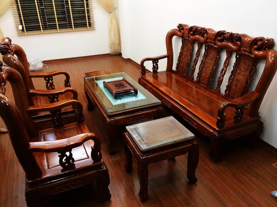 bàn ghế gỗ hương đá tay 16