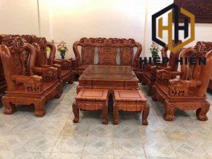 bộ bàn ghế gỗ hương lào tay 10