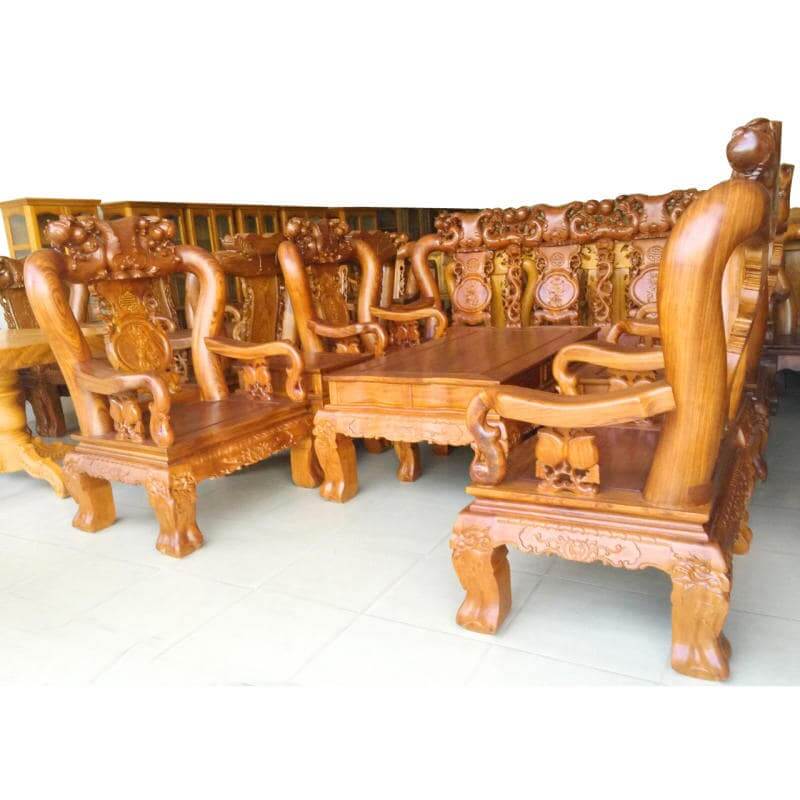 bộ bàn ghế gỗ hương vân tay 12