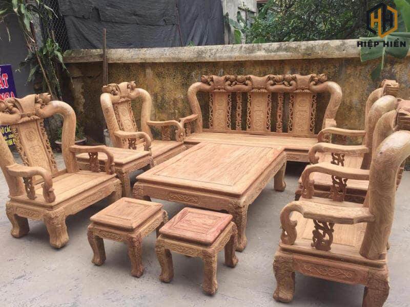 bàn ghế phòng khách gỗ hương vân