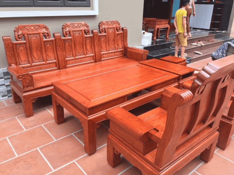 bàn ghế âu á gỗ hương đá