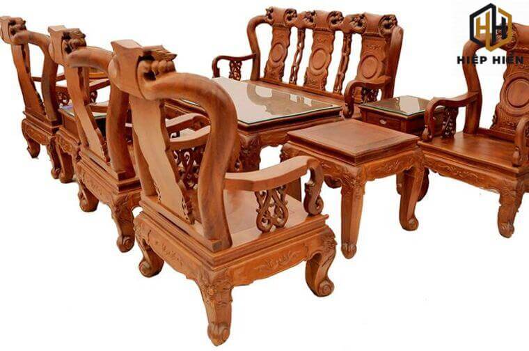 Bộ bàn ghế gỗ gõ đỏ tay 12