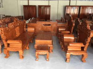 bộ bàn ghế gỗ gõ đỏ tay 18 đẹp