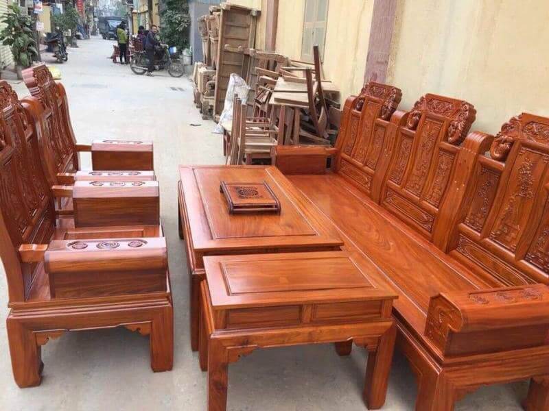 bộ bàn ghế gỗ mun sọc âu á
