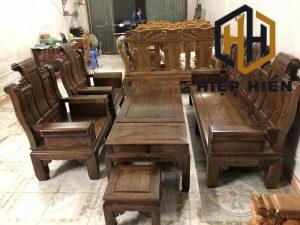 bộ bàn ghế gỗ mun tay 12