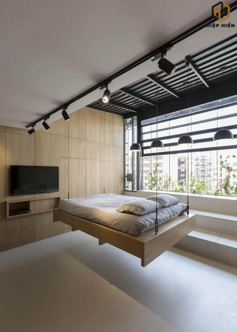 Mẫu giường gấp gỗ đẹp âm trần