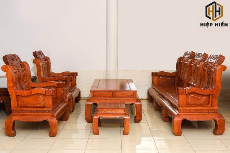 bộ sofa nguyên khối gỗ hương đỏ
