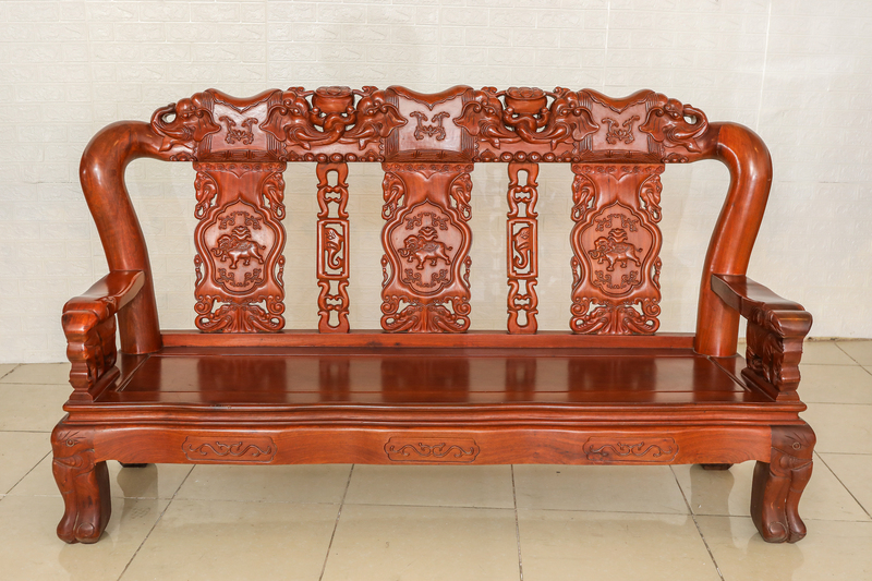 bộ bàn ghế Quốc Voi gỗ Hương đỏ