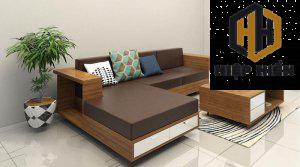 bàn ghế sofa gỗ phòng khách nhỏ