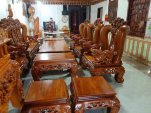 bàn ghế gỗ lim nguyên khối phòng khách