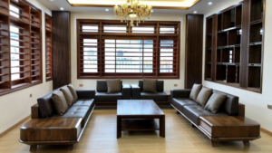 Bàn ghế gỗ sồi phòng khách