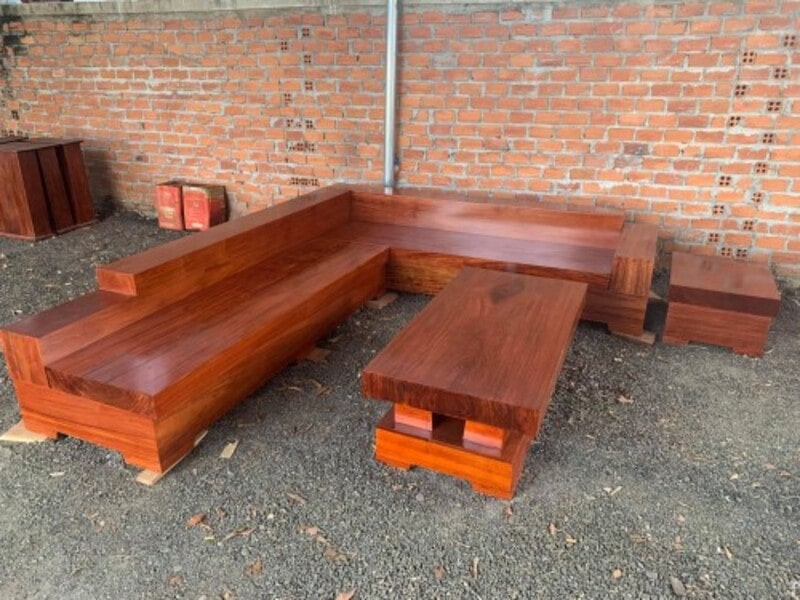 Sofa gỗ nguyên khối chữ L