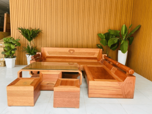 bàn ghế gỗ phòng khách chữ l