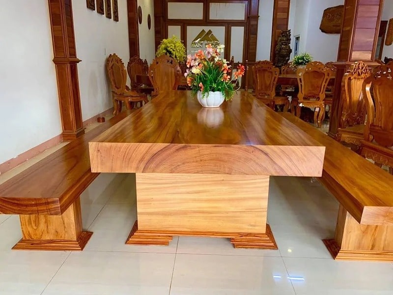 bàn ghế gỗ phòng khách nguyên khối