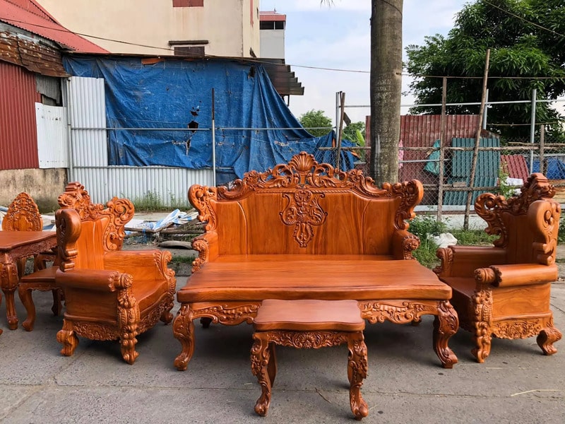 bàn ghế gỗ phòng khách tân cổ điển