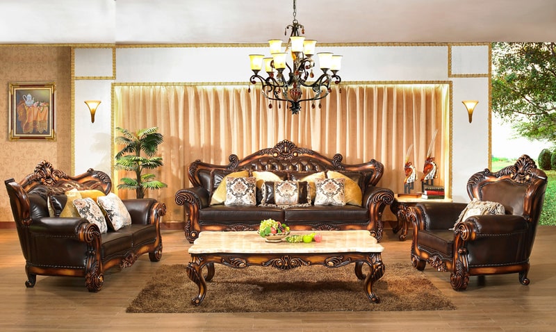 bàn ghế gỗ phòng khách tân cổ điển