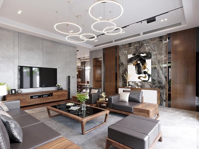 bàn ghế gỗ phòng khách chung cư nhỏ