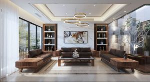 bàn ghế gỗ phòng khách chung cư nhỏ