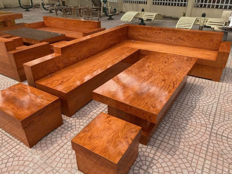 bàn ghế gỗ phòng khách nguyên khối