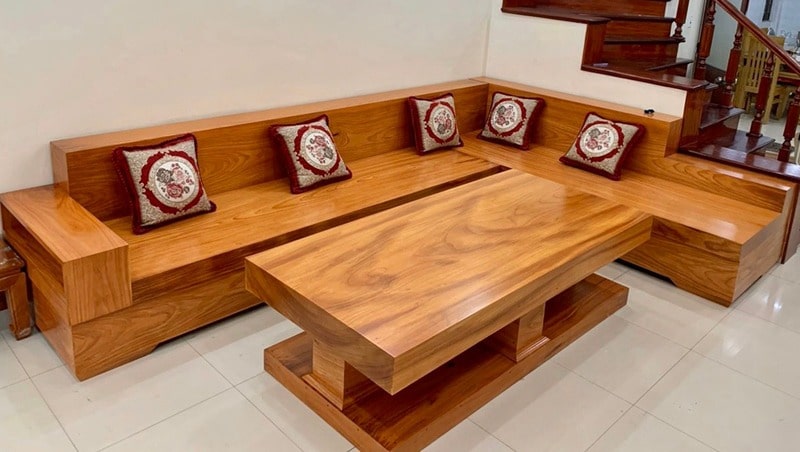 bàn ghế gỗ phòng khách nguyên khối