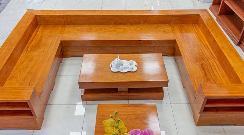 bàn ghế gỗ phòng khách nguyên khối