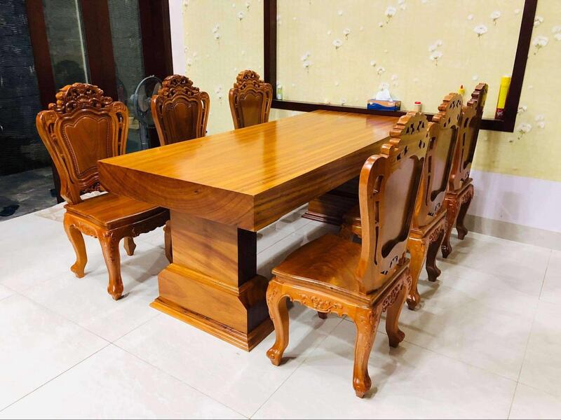 bàn ghế gỗ phòng khách nguyên khối