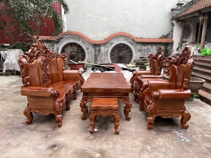 bàn ghế gỗ phòng khách tân cổ điển