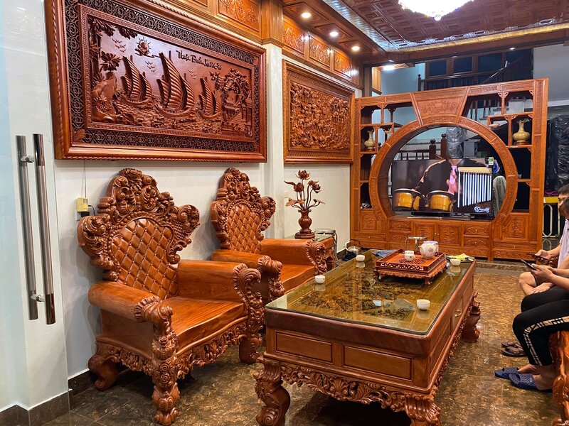 bàn ghế gỗ phòng khách tân cổ điển